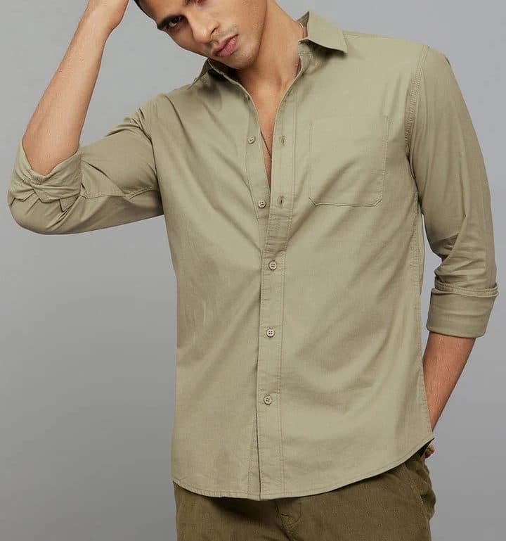Olive Full Sleeves Solid Shirt | ROOKIES | Original