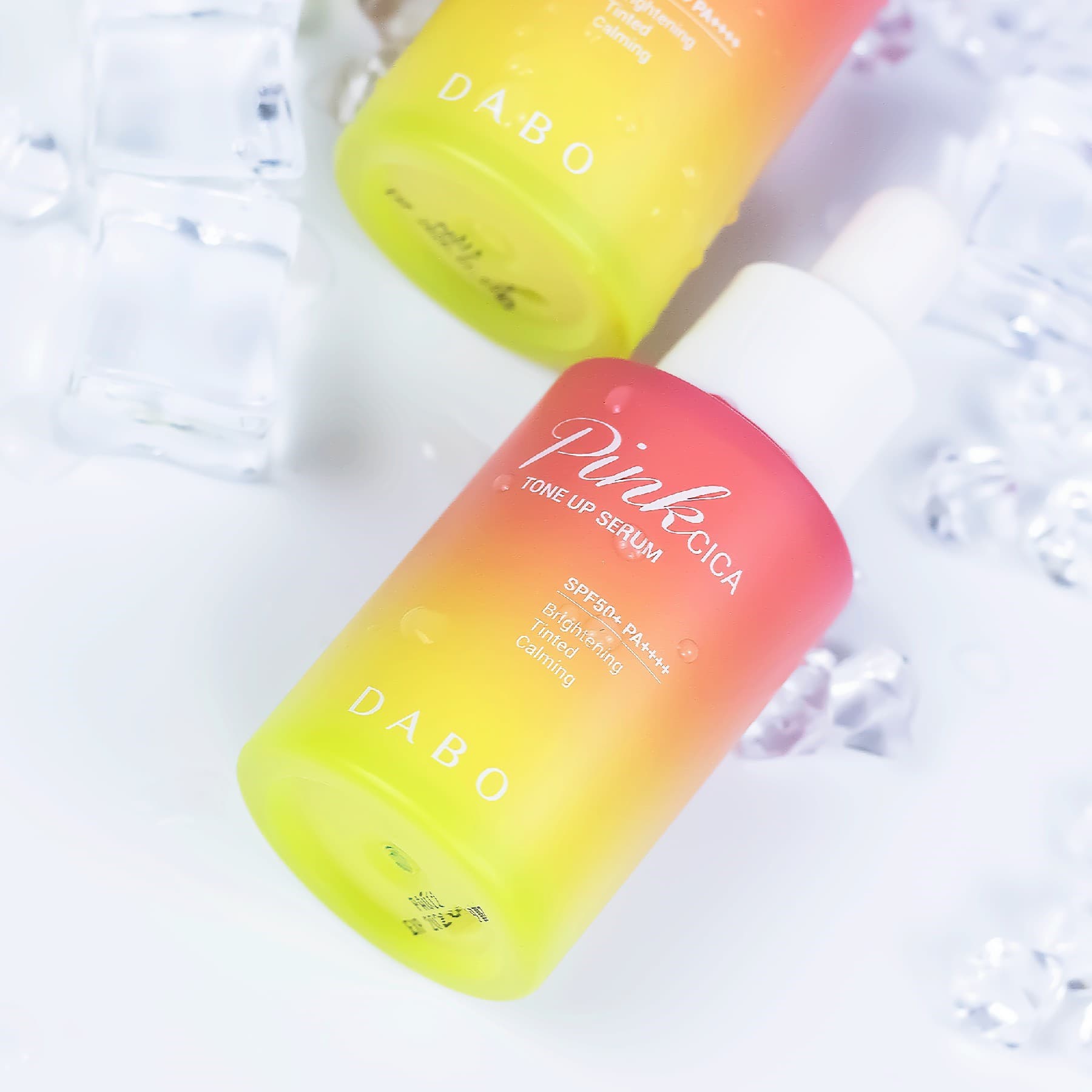 Dabo Pink Cica Tone Up Serum before after brightening effect