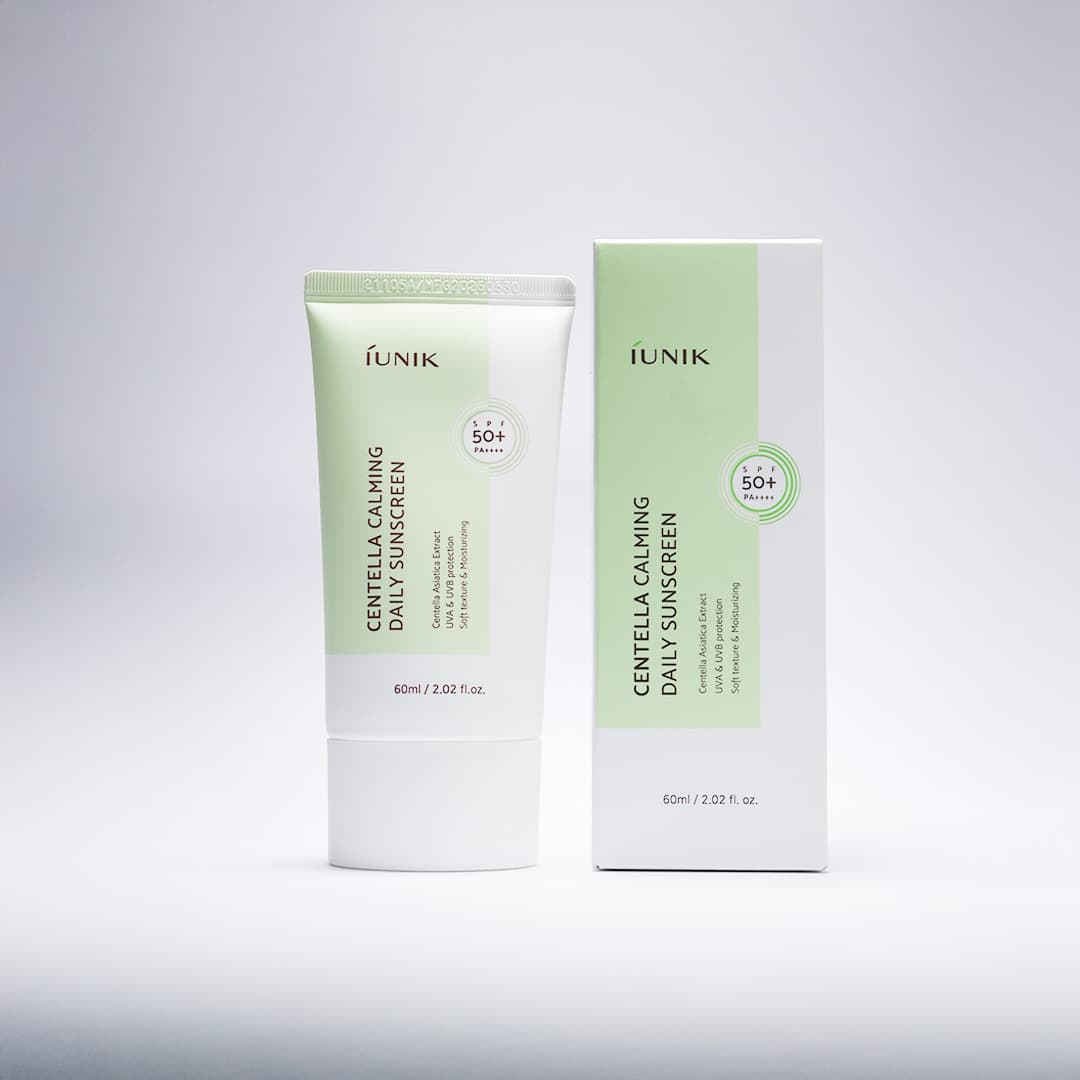 IUNIK Centella Calming Daily Sunscreen SPF 50+ PA++++ Matte & No White Cast Centella Asiatica Dry Oily Sensitive Vegan Original Korean Skincare