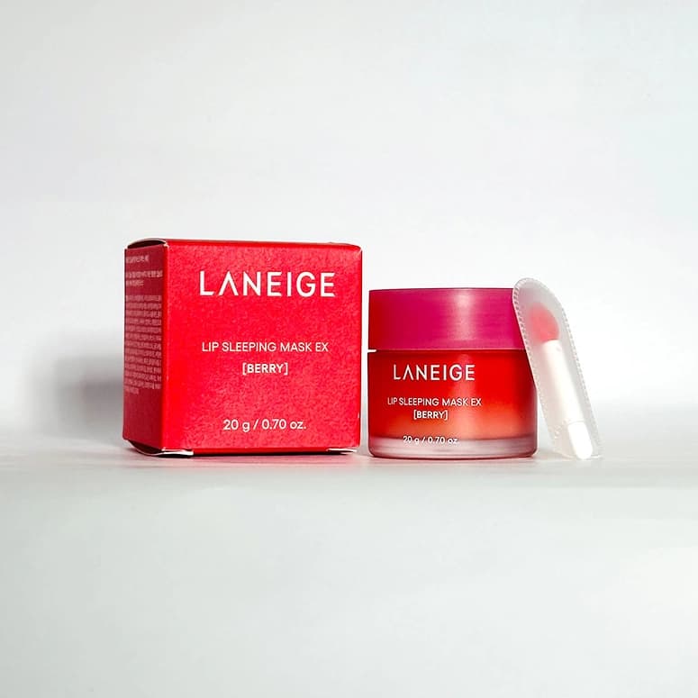 Laneige Lip Sleeping Mask EX Berry 20g jar with applicator spatula packaging