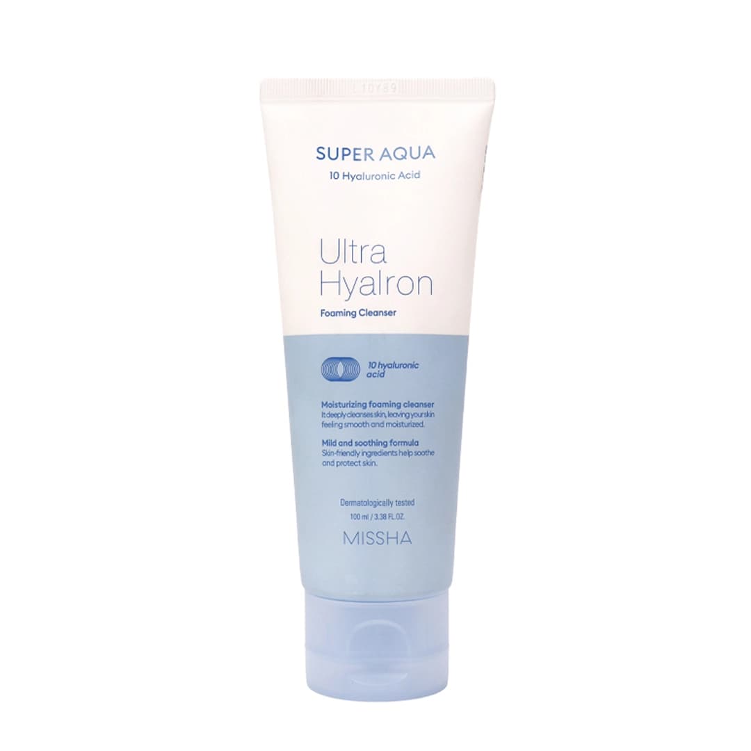 MISSHA Super Aqua Ultra Hyalron Foaming Cleanser 100ml – Korean Hydrating Face Wash